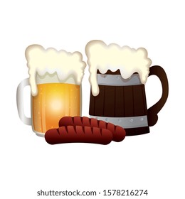 Oktoberfest beer and sausage design, Germany festival celebration europe landmark munich culture and party theme Vector illustration