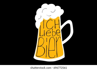 Oktoberfest beer t-shirt I love beer handwritten text lettering mug