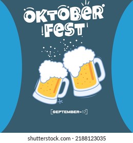 Oktoberfest beer. wheat and hops on wooden table. adobe illustrator