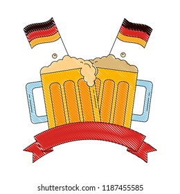 oktoberfest beers with flags emblem