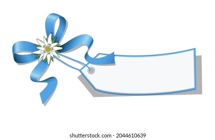 Oktoberfest blank card with ribbon bow and edelweiss,
Vector illustration isolated on white background
