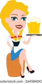 Oktoberfest Blonde Beer Girl Servindo bebida Oktoberfest