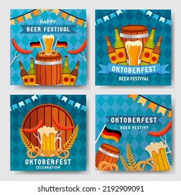 Oktoberfest Blue Background Social Media Post Design