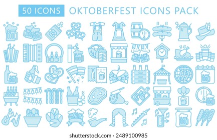 Paquete de íconos de contorno de gradiente Oktoberfest, Vector EPS 10. se utiliza para el concepto moderno, UI o UX kit, Web y desarrollo de App.