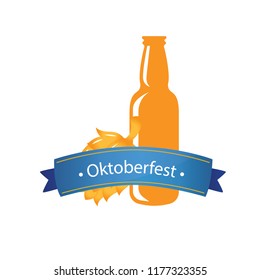 Oktoberfest Blue Ribbon Beer Bottle Background Vector Image
