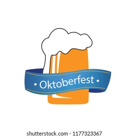 Oktoberfest Blue Ribbon Beer Glass Background Vector Image
