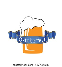 Oktoberfest Blue Ribbon Beer Mug Background Vector Image
