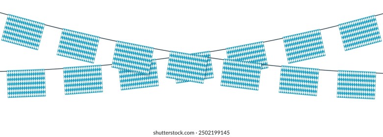 Oktoberfest bunting in Bavarian flag colors. Decoration for party, card, poster, banner, festival.