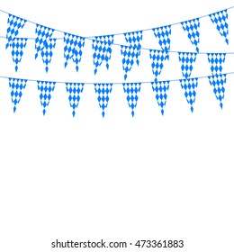 Oktoberfest bunting festoon in traditional colors of Bavaria. Oktoberfest decoration