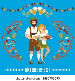 OKTOBERFEST CARD DESIGN WITH 
PAIR AND MEAL ELEMENTS