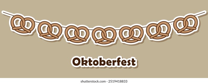 Tarjeta del Oktoberfest con la guirnalda del pretzel para el menú, cartel, Anuncio, volante, folleto