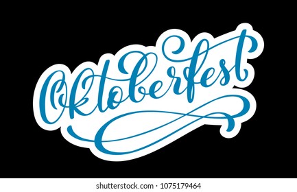 Oktoberfest celebration background. Happy Oktoberfest in German Lettering typography. Beer festival decoration badge icon.