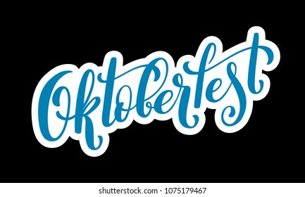 Oktoberfest celebration background. Happy Oktoberfest in German Lettering typography. Beer festival decoration badge icon.