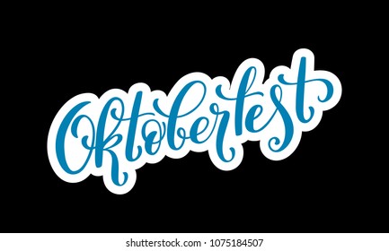 Oktoberfest celebration background. Happy Oktoberfest in German Lettering typography. Beer festival decoration badge icon.