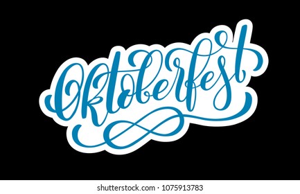 Oktoberfest celebration background. Happy Oktoberfest in German Lettering typography. Beer festival decoration badge icon.