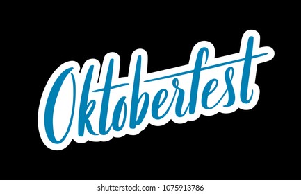 Oktoberfest celebration background. Happy Oktoberfest in German Lettering typography. Beer festival decoration badge icon.