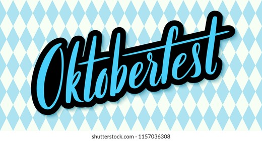 Oktoberfest celebration background. Happy Oktoberfest in German Lettering typography. Beer festival decoration badge icon.