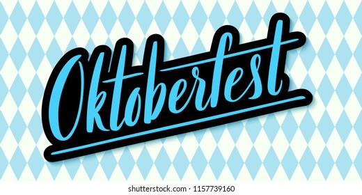 Oktoberfest celebration background. Happy Oktoberfest in German Lettering typography. Beer festival decoration badge icon.