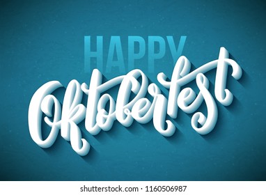 Oktoberfest celebration background. Happy Oktoberfest in German Lettering typography. Beer festival decoration badge icon.