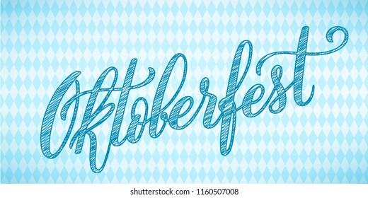 Oktoberfest celebration background. Happy Oktoberfest in German Lettering typography. Beer festival decoration badge icon.