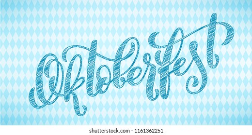 Oktoberfest celebration background. Happy Oktoberfest in German Lettering typography. Beer festival decoration badge icon.