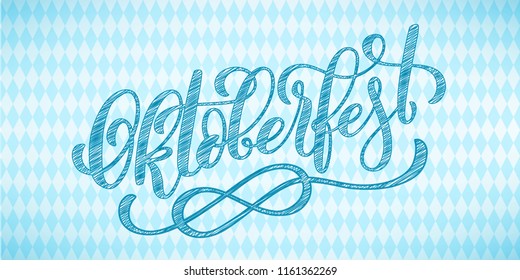 Oktoberfest celebration background. Happy Oktoberfest in German Lettering typography. Beer festival decoration badge icon.