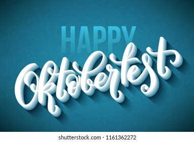 Oktoberfest celebration background. Happy Oktoberfest in German Lettering typography. Beer festival decoration badge icon.