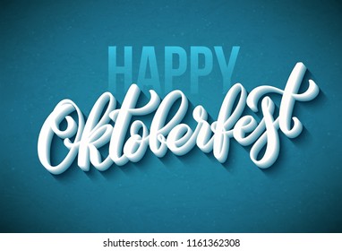 Oktoberfest celebration background. Happy Oktoberfest in German Lettering typography. Beer festival decoration badge icon.