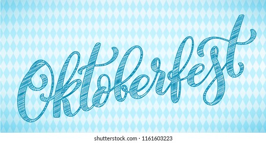 Oktoberfest celebration background. Happy Oktoberfest in German Lettering typography. Beer festival decoration badge icon.