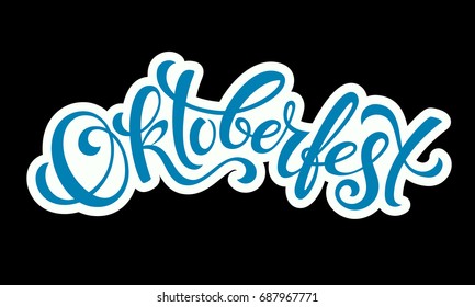 Antecedentes de la celebración del Oktoberfest. Feliz Oktoberfest en la tipografía alemana Lettering. Insignia/icono de decoración del festival de cerveza.