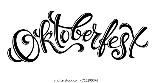 Oktoberfest celebration background. Happy Oktoberfest in German Lettering typography. Beer festival decoration badge icon.