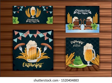 Oktoberfest Celebration banner design with beer festival icons, vector illustration