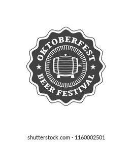 Oktoberfest celebration. Beer festival retro style badge, label, emblem. Black on white background. Vector illustration. Beer label template