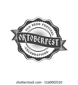 Oktoberfest celebration. Beer festival retro style badge, label, emblem. Black on white background. Vector illustration. Beer label template