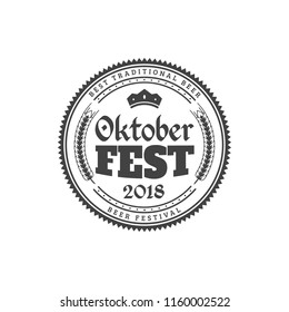 Oktoberfest celebration. Beer festival retro style badge, label, emblem. Black on white background. Vector illustration. Beer label template