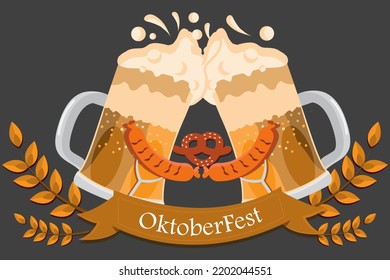 oktoberfest celebration with beer, sausage and cake in germany