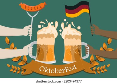 oktoberfest celebration with beer and sausage in germany