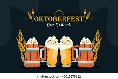 oktoberfest celebration card with beers