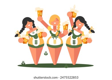 Oktoberfest Celebration Cheers, vector illustration of joyful festivity