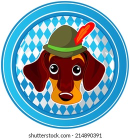 botón del círculo de celebración de Oktoberfest con perro