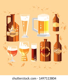 oktoberfest celebration day with set icons
