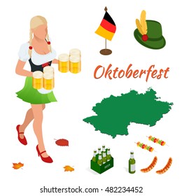 Oktoberfest celebration. Design with Bavarian hat. 