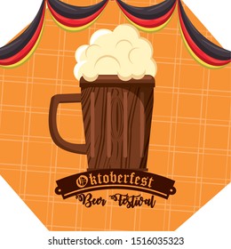 Oktoberfest Celebration design with beer, vector illustration