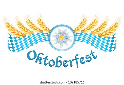 Oktoberfest celebration design with edelweiss and wheat ears