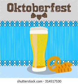Oktoberfest Celebration design a poster on a blue background. Illustration vector.