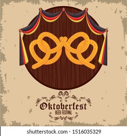 Oktoberfest Celebration design with pretzel, vector illustration