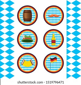 Oktoberfest celebration illustration, beer festival design with set icons