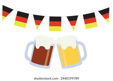  Oktoberfest celebration illustration, beer festival seal with barrel and beer, vector illustration
