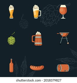 oktoberfest celebration nine set icons