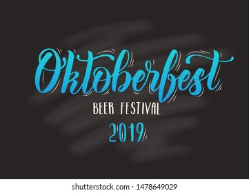 Oktoberfest celebration poster with hand made lettering. Beer festival 2019. Sketch. Oktoberfest design for menu, poster, banner, flyer, brochure,